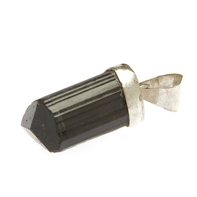 Black tourmaline crystal pendant - schorl