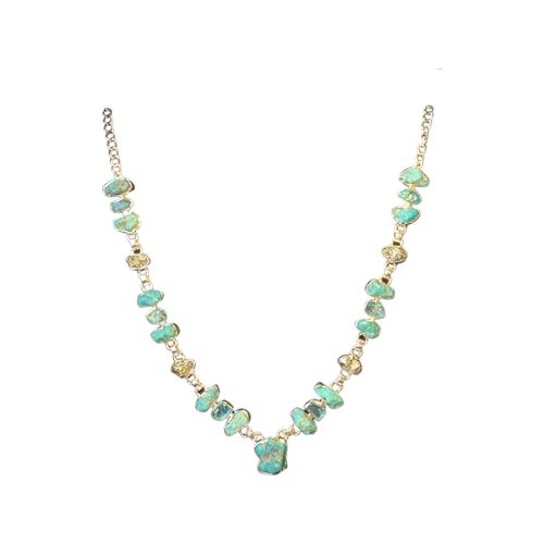 Turquoise, Pyrite & Apatite Silver Necklace