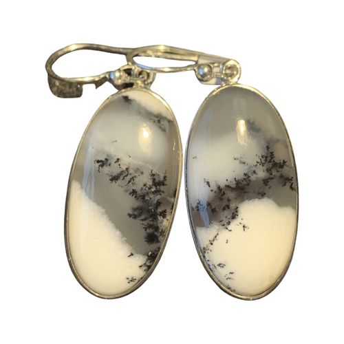 Dendritic Agate Silver Earrings