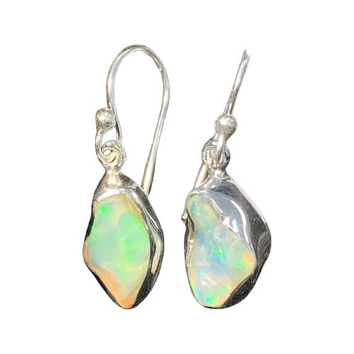 Ethiopian Opal Silver Earrings