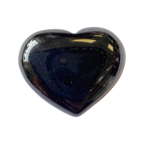 Black obsidian crystal heart - black obsidian puff heart